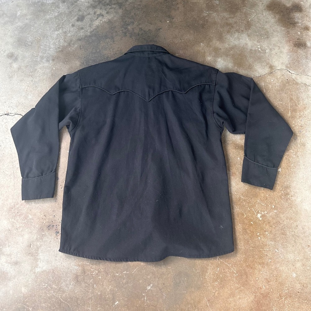 Panhandle Slim Western Shirt Mens L Black Excellent Embroidered Pearl Snap Retro - Picture 2 of 7